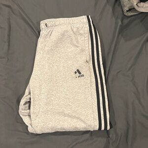 Adidas Light Gray Joggers with Dark Stripes